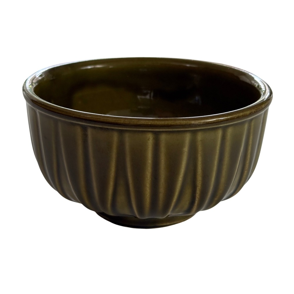 Vintage McCoy‎ Pottery Bowl 518 USA Olive Green Drip Glaze MCM
